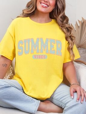 Gildan Yellow "Summer Vibes" Short Sleeve Tee